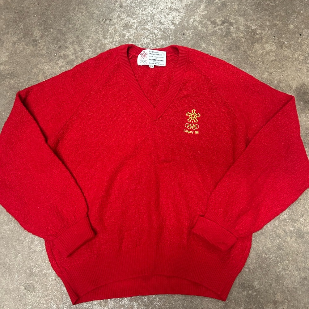 Vintage Calgary ‘88 Olympics Red V-Neck Sweater